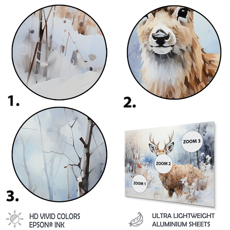 DesignArt Deer Winters Embrace II Animals Metal Wall Art Set